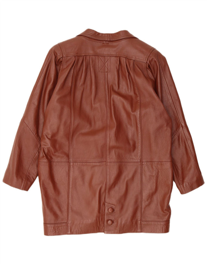 Vintage Damen Übergroßer Ledermantel UK 14 Mittelbraunes Leder