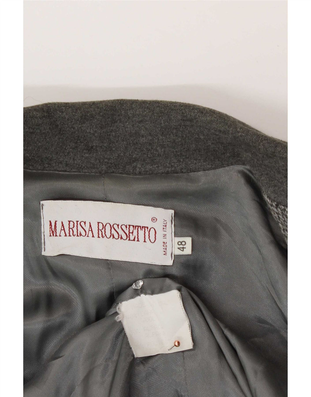 Vintage Damen 3-Knopf-Blazerjacke IT 48 XL Graue Wolle mit Fischgrätenmuster