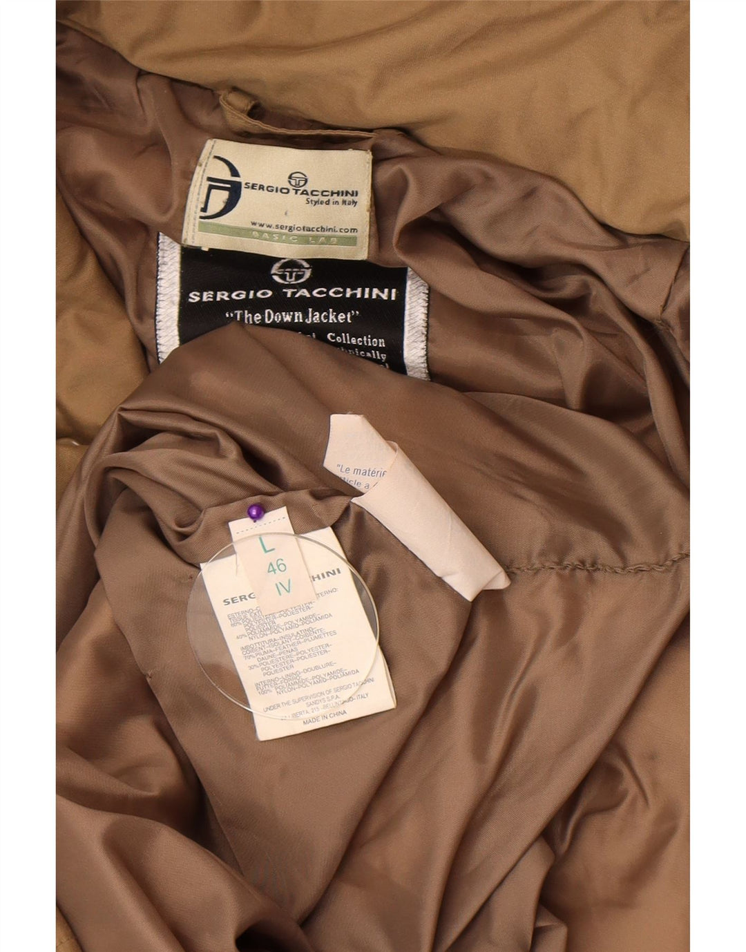 Sergio Tacchini Wattierter Damenmantel mit Kapuze IT 46 Large Beige Polyester