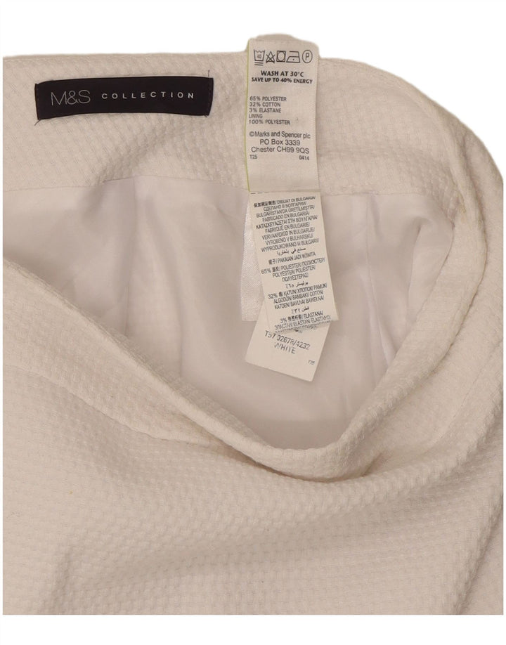 Marks & Spencer Damen Bleistiftrock UK 10 Small W30 Weiß Polyester