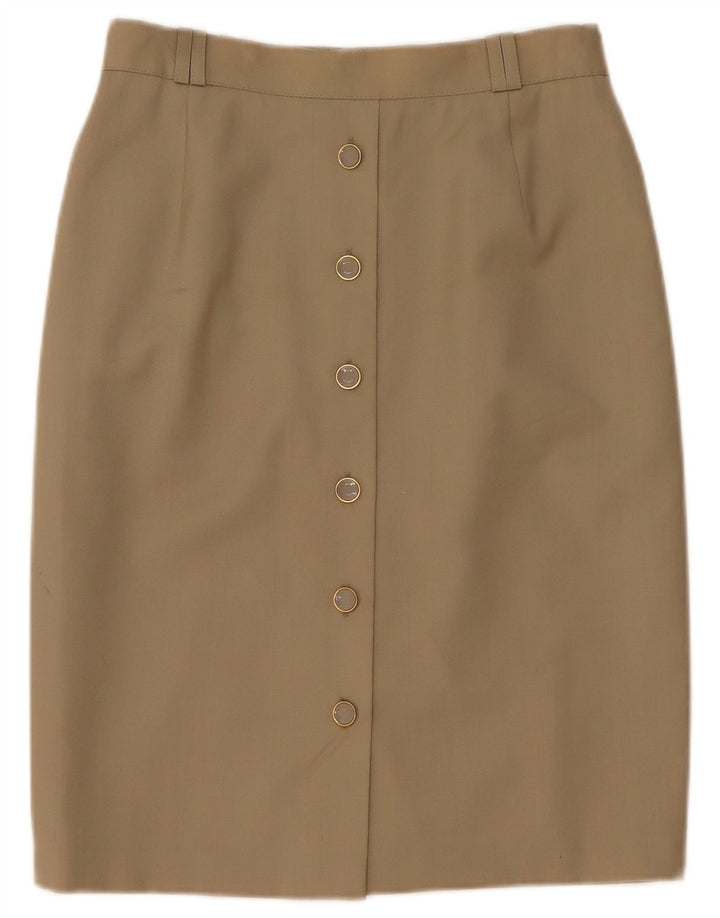 Bianca Damen Gerader Rock EU 40 Mittel W28 Beige Schurwolle