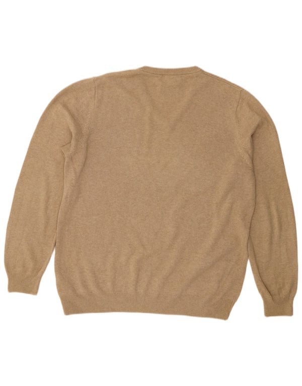 Marks & Spencer Herren-Pullover mit V-Ausschnitt, groß, beige Baumwolle