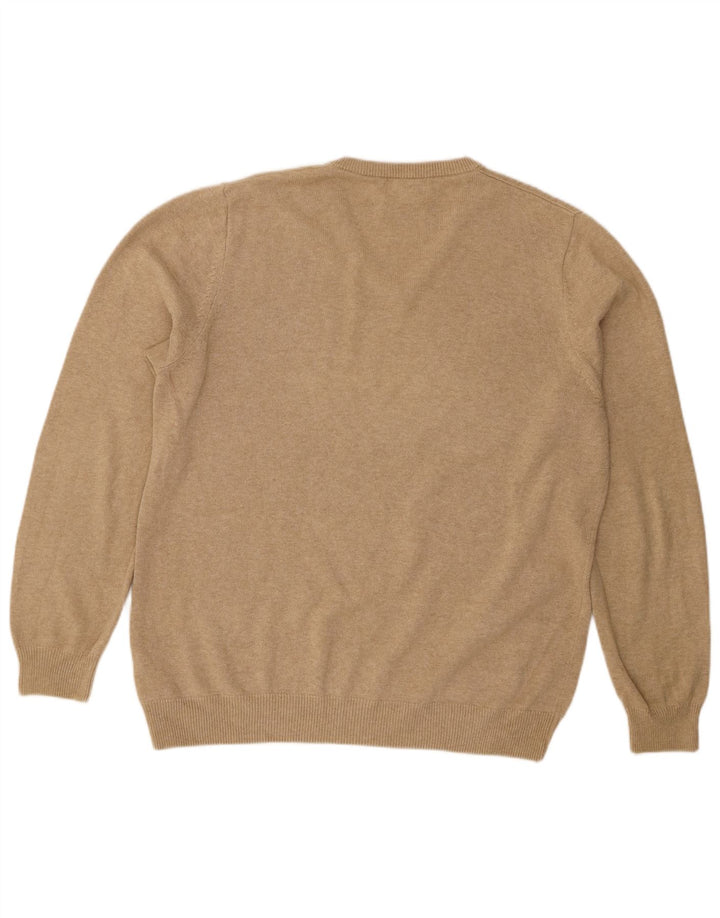 Marks & Spencer Herren-Pullover mit V-Ausschnitt, groß, beige Baumwolle
