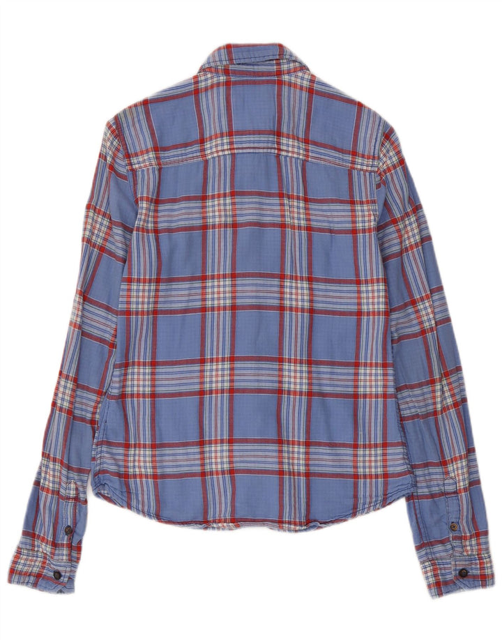 HOLLISTER Flanellhemd für Damen, UK 10, klein, blau kariert, Baumwolle