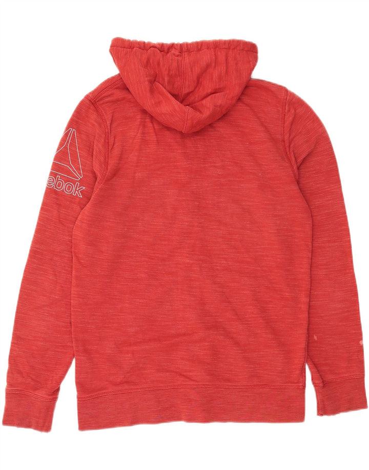 Reebok Herren-Kapuzenpullover mit grafischem Reißverschluss, mittelrote Baumwolle