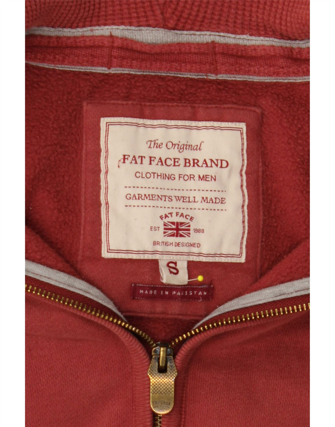 FAT FACE Herren-Kapuzenpullover mit Reißverschluss, Größe S, Burgunderrot