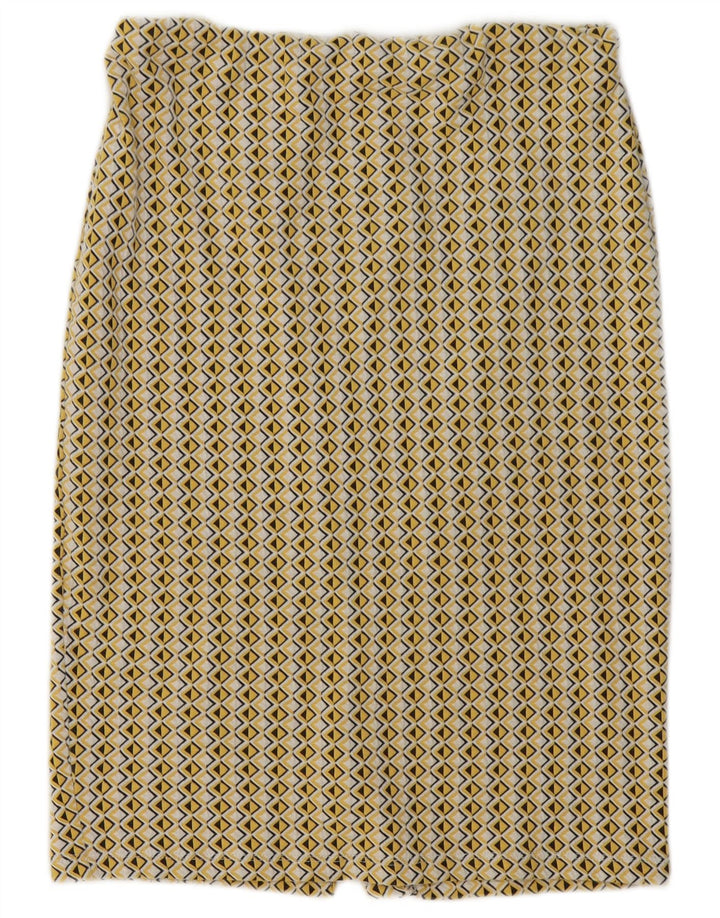 Zara Damen-Bleistiftrock, groß, W30, gelb, geometrisch