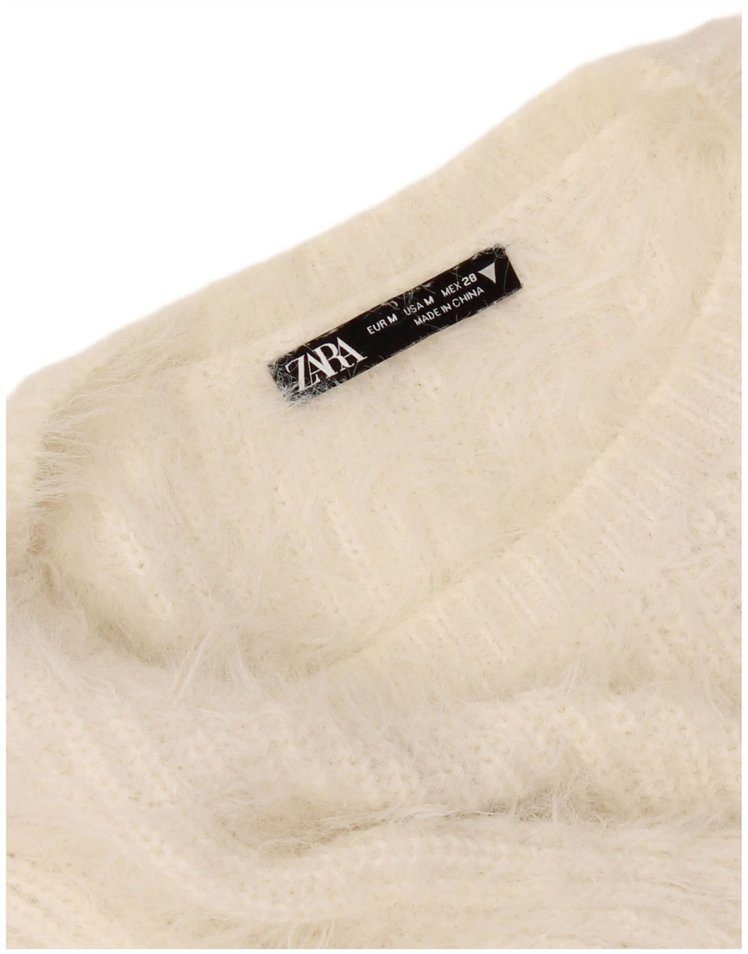 Zara Damen Crop Crew Neck Pullover Pullover UK 12 Medium Off White