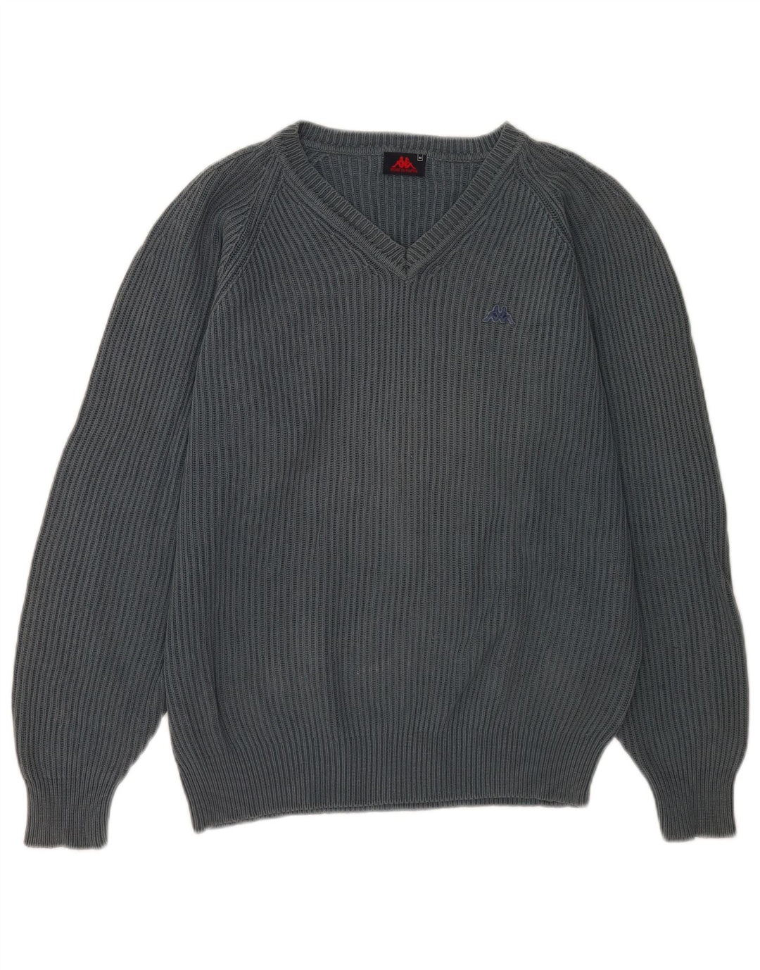 Kappa Herren-Pullover mit V-Ausschnitt aus mittelgrauer Baumwolle