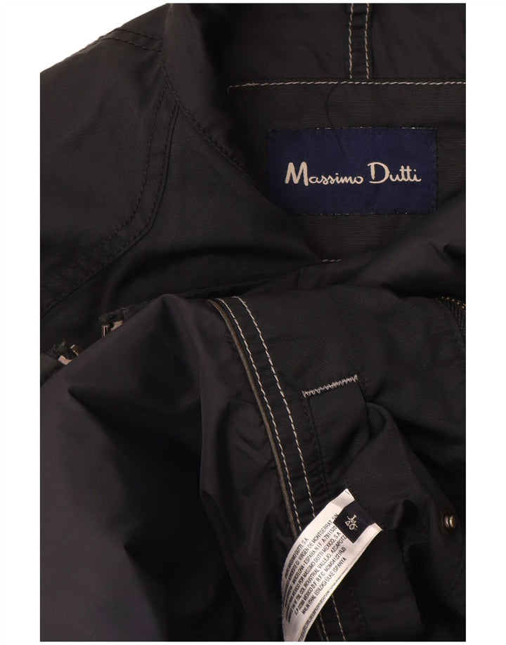 Massimo Dutti Herren Bomberjacke UK 40 Large Schwarz Polyacryl