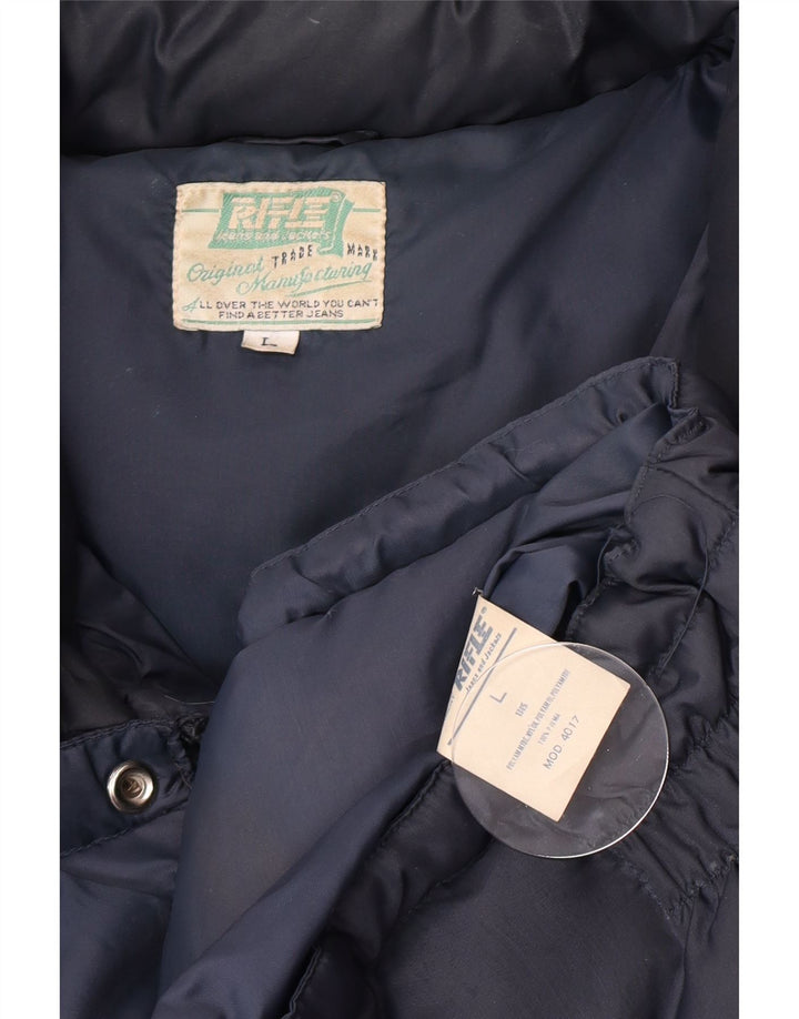 Gefütterte Herrenjacke von Rifle, UK 40, groß, marineblaues Colourblock-Polyamid