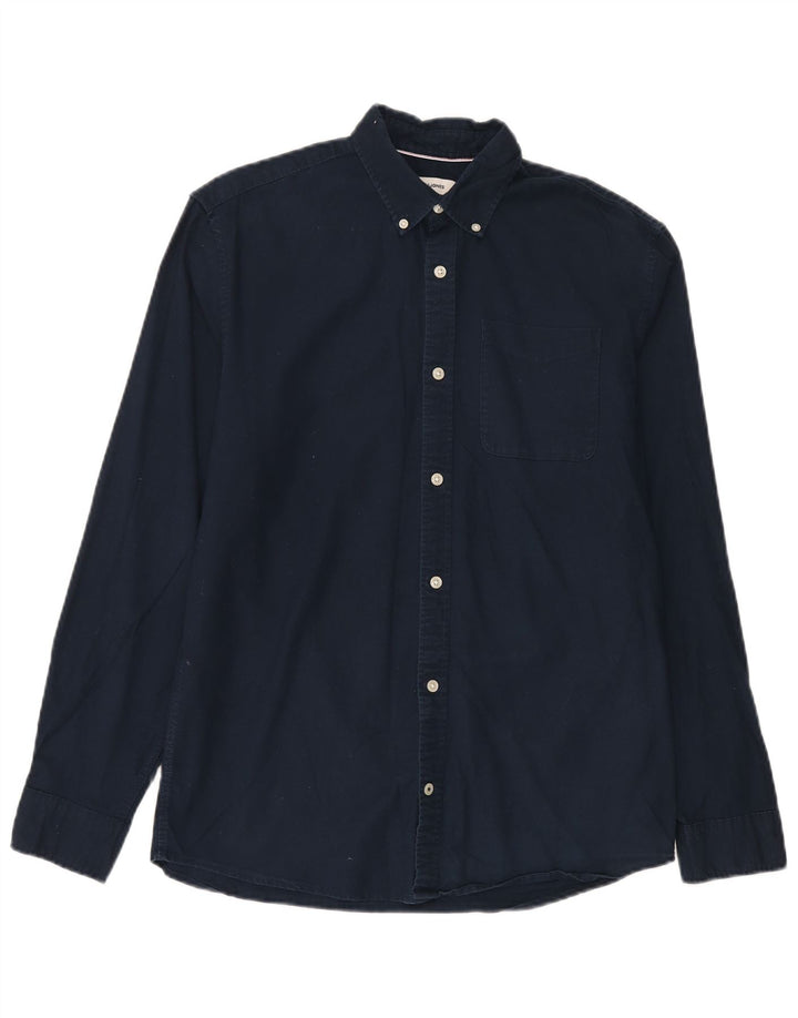 Jack & Jones Herrenhemd aus mittelblauer Baumwolle in Marineblau
