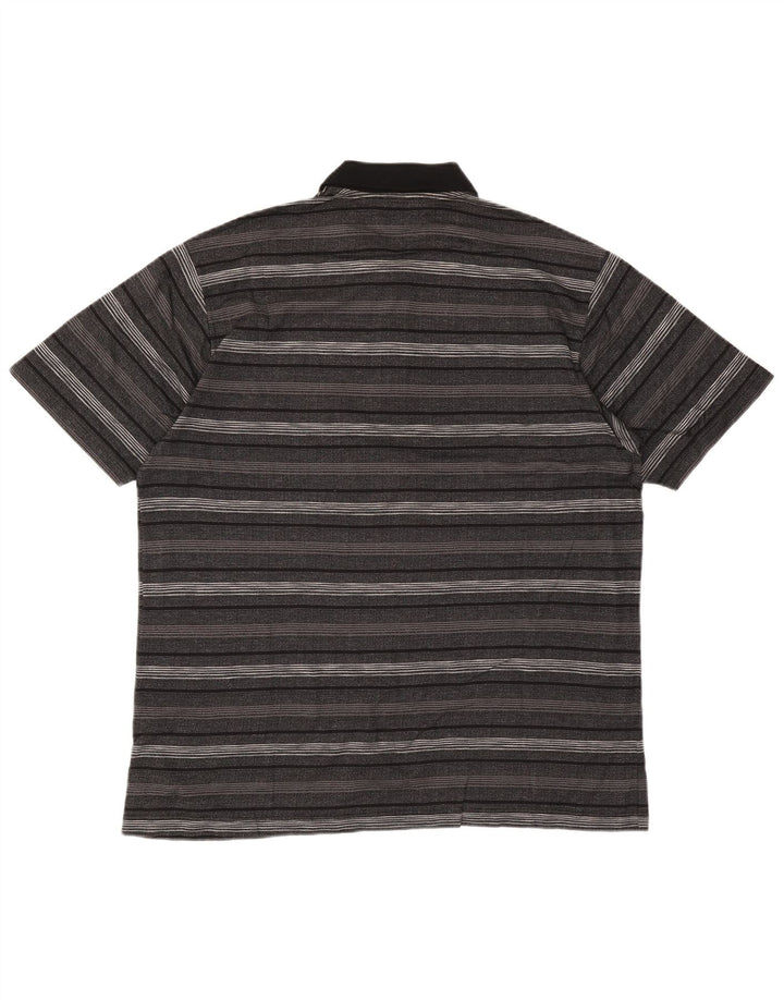 Vintage Herren Poloshirt Große grau gestreifte Baumwolle