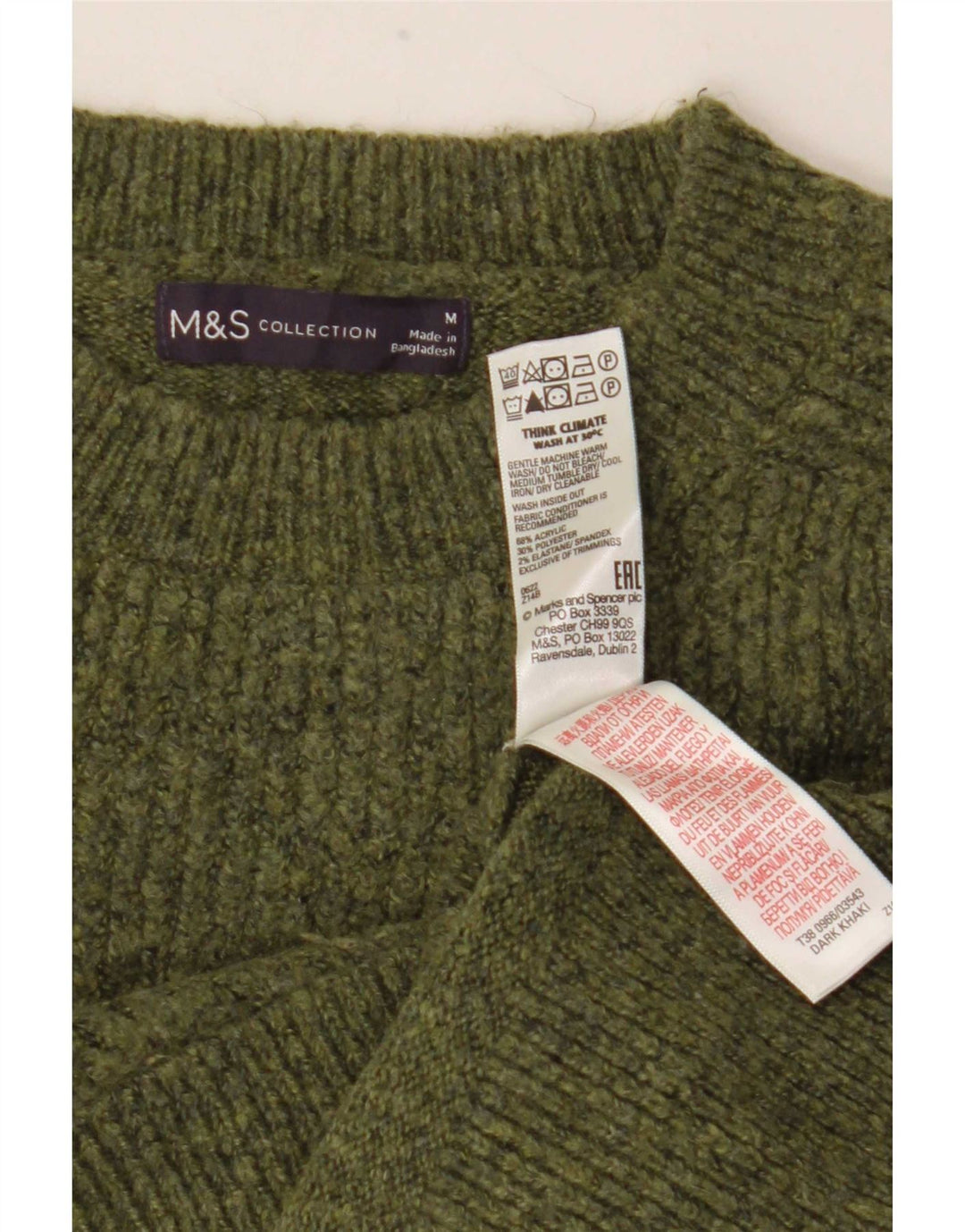 Marks & Spencer Damen-Pullover mit Rundhalsausschnitt, Gr. 14, Mittelgrün meliert