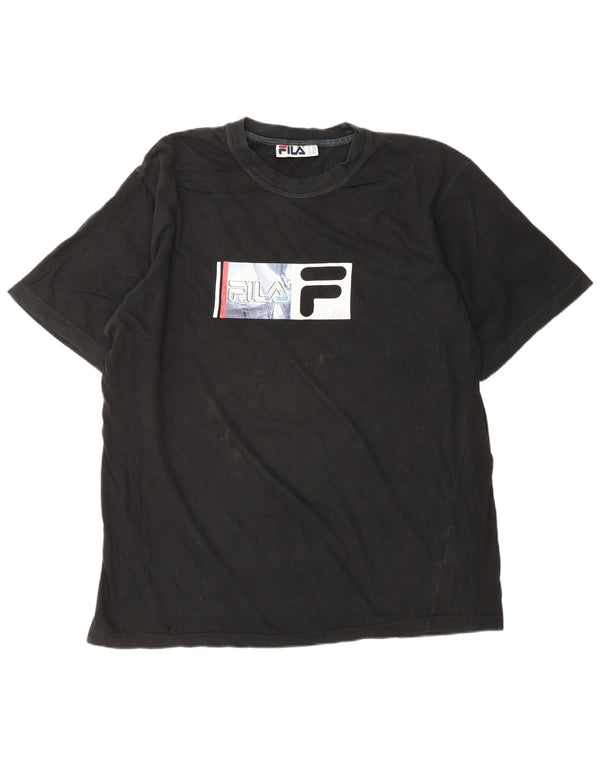 FILA Herren Grafik T-Shirt Top XL Schwarz Baumwolle