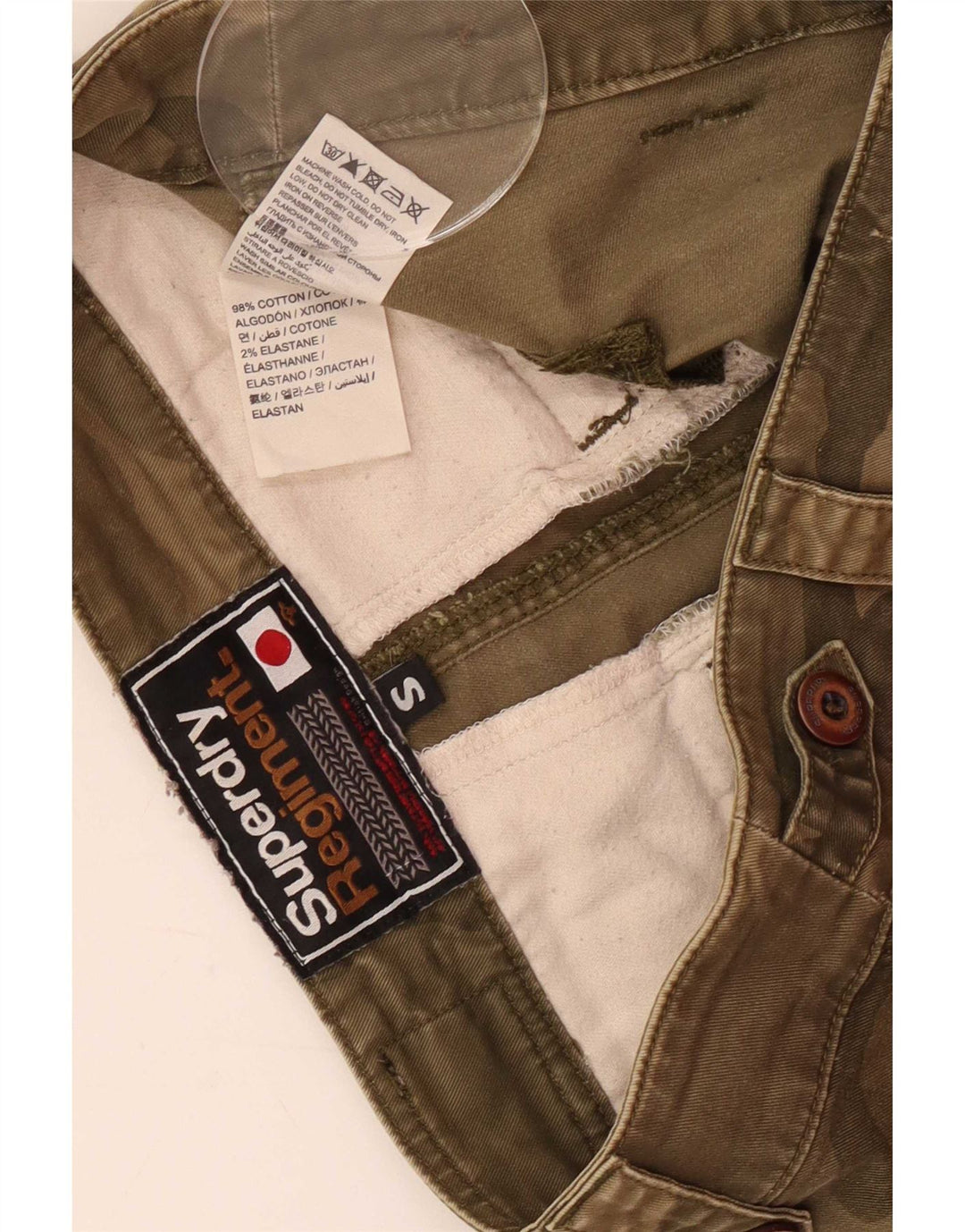 Superdry Damen Cargo-Shorts, Größe S, Größe 30, grün, Camouflage-Baumwolle