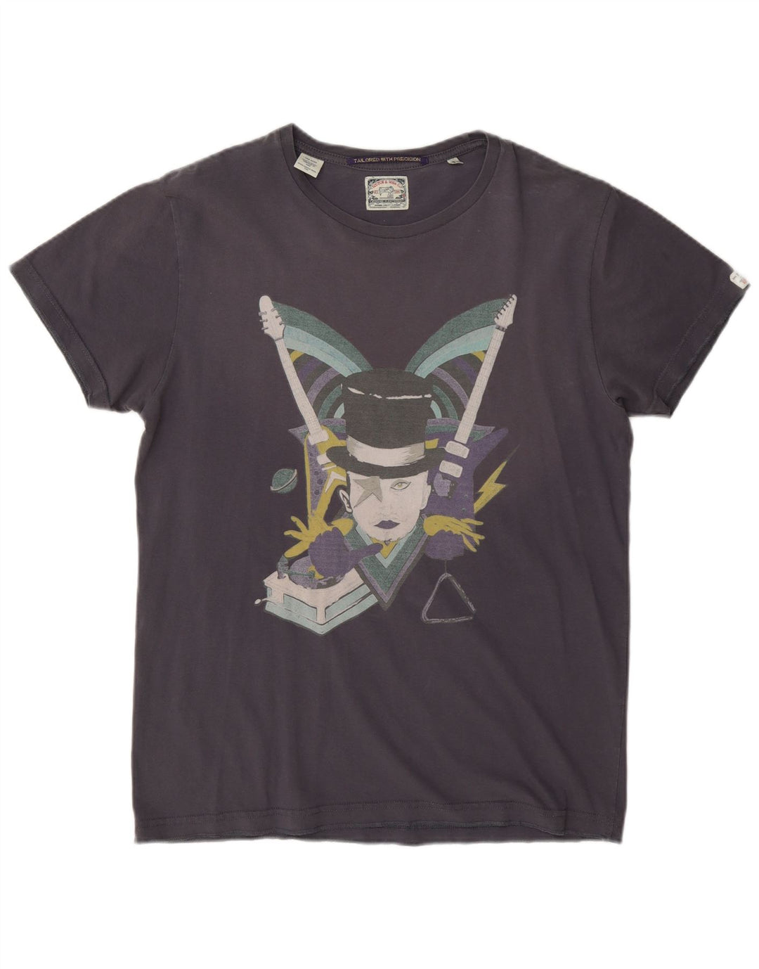 Scotch & Soda Herren-T-Shirt mit Grafik, mittelmarineblaue Baumwolle