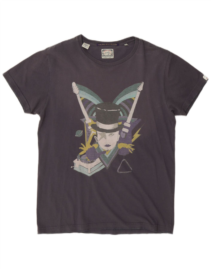 Scotch & Soda Herren-T-Shirt mit Grafik, mittelmarineblaue Baumwolle