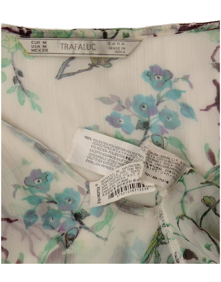 ZARA Womens See Through Beach Kaftan Dress UK 14 Medium White Floral