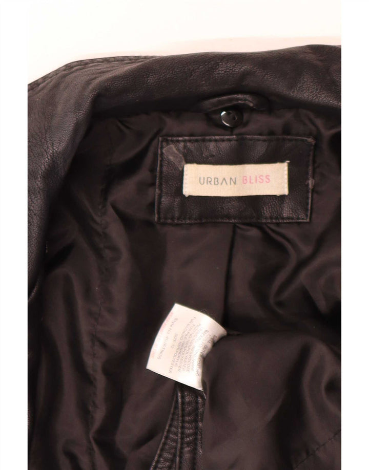 Urban Bliss Damen Crop Leder Bikerjacke UK 12 Medium Schwarz