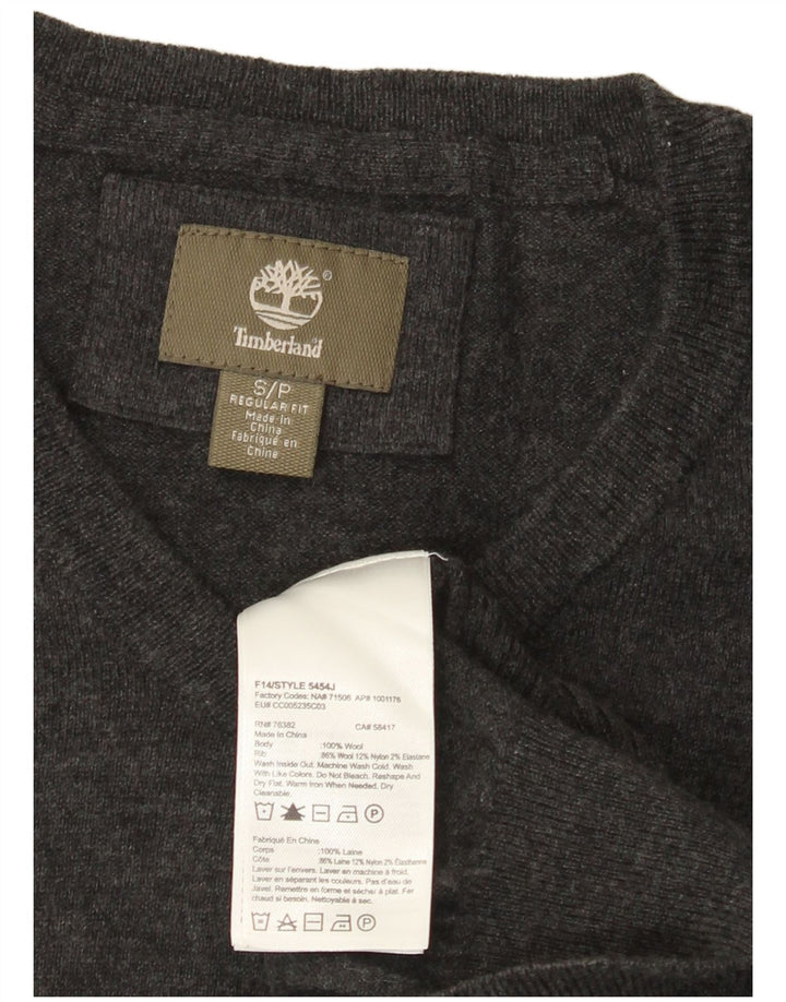 Timberland Herren-Pullover mit normaler Passform, V-Ausschnitt, klein, grau gesprenkelte Wolle