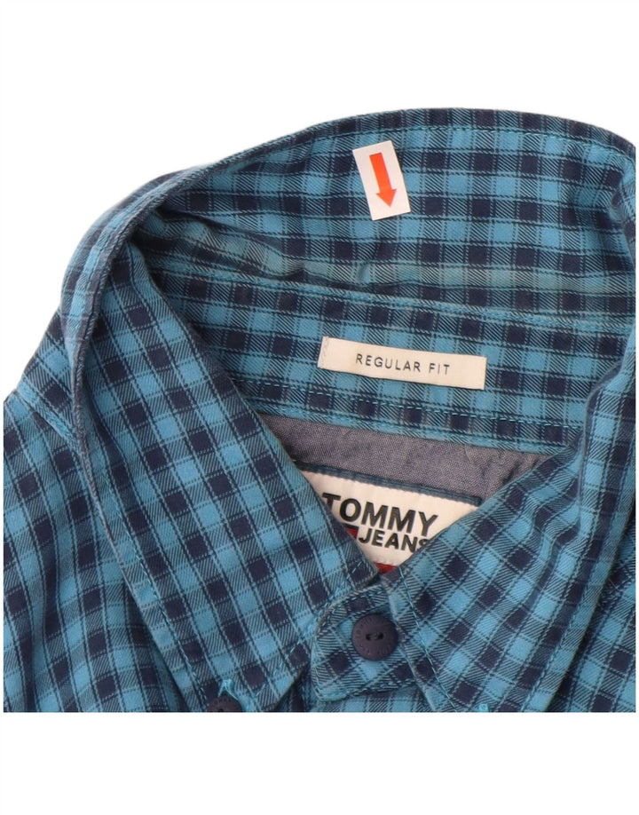 TOMMY HILFIGER Herren-Hemd mit normaler Passform, groß, blau kariert, Baumwolle