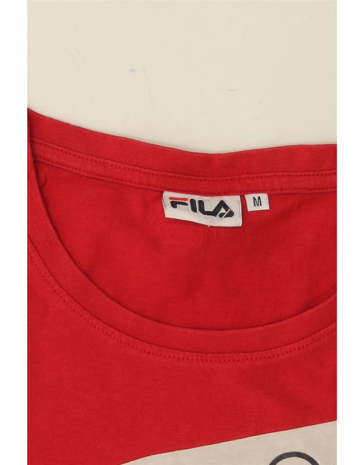 FILA Womens Graphic T-Shirt Top UK 12 Medium Multicoloured Colourblock Vintage Fila and Second-Hand Fila from Messina Hembry 