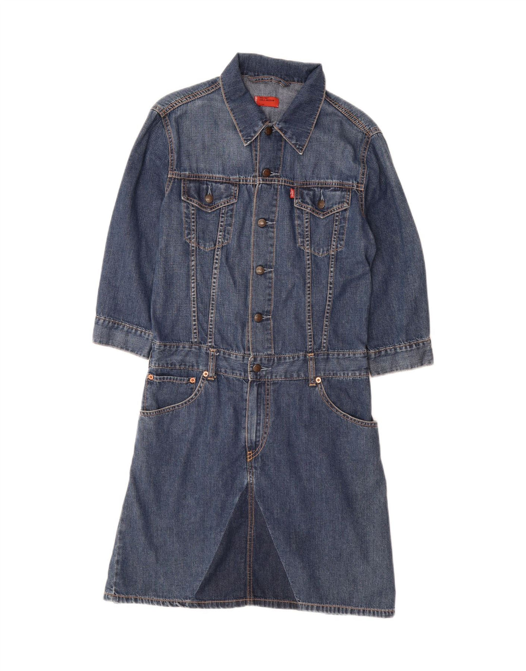 LEVI'S Mädchen-Pullover-Jeanskleid mit 3/4-Ärmeln, 11–12 Jahre, Mittelblau