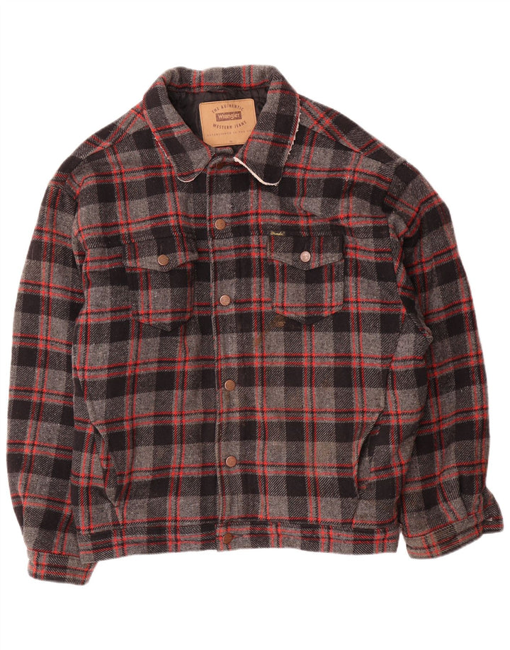 Wrangler Herren Bomberjacke UK 42 XL grau karierte Wolle