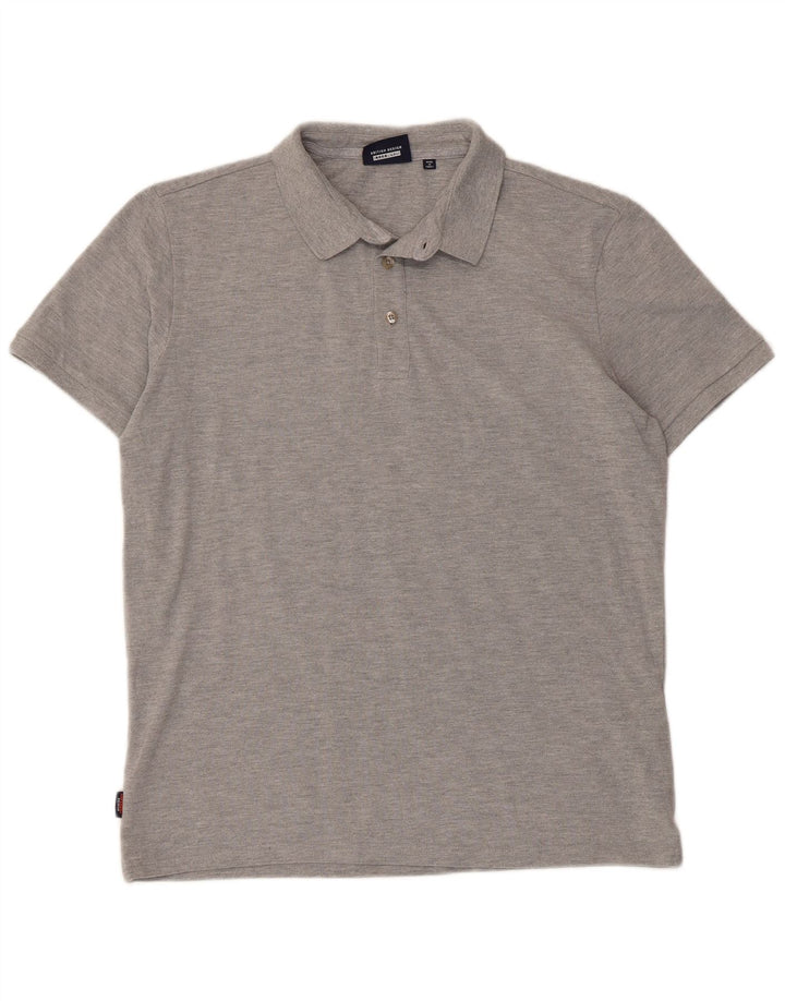 SUPERDRY Herren-Poloshirt XL aus grau melierter Baumwolle