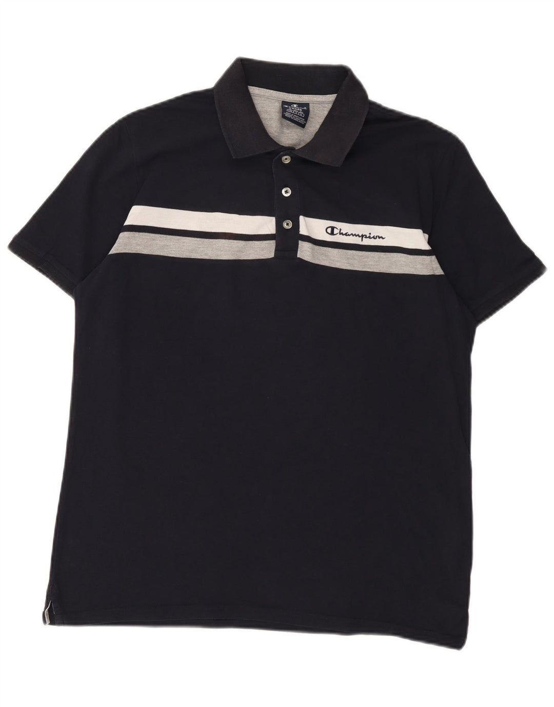 Champion Herren-Poloshirt, groß, marineblau, gestreift, Baumwolle