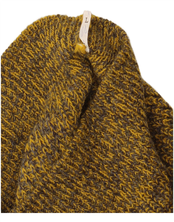 VINTAGE Herren-Pullover mit Rundhalsausschnitt, groß, Khaki gestreift