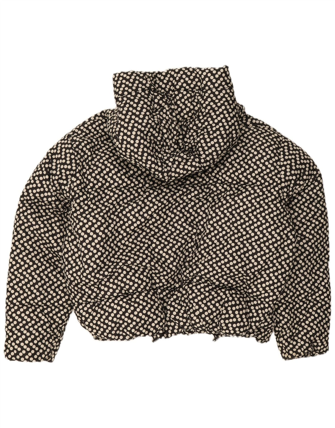 Zara Damen-Jacke mit Kapuze, übergroß, wattiert, Gr. 10, Größe S, Schwarz, gepunktet