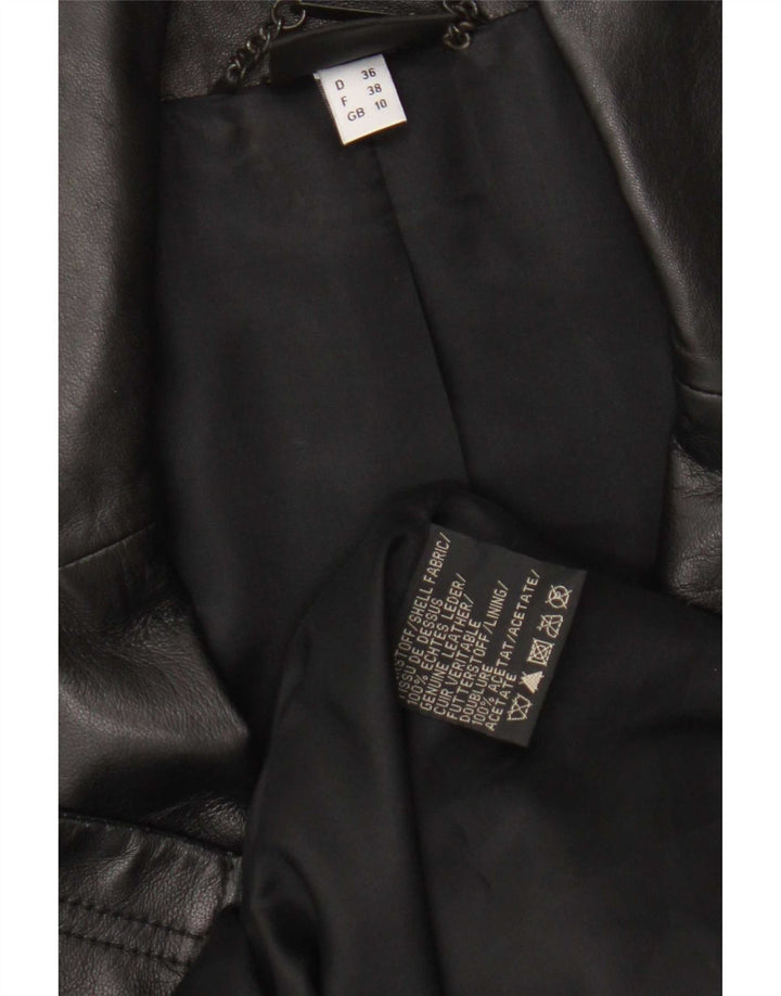 Madeleine Damen Ledermantel UK 10 Small Schwarzes Leder