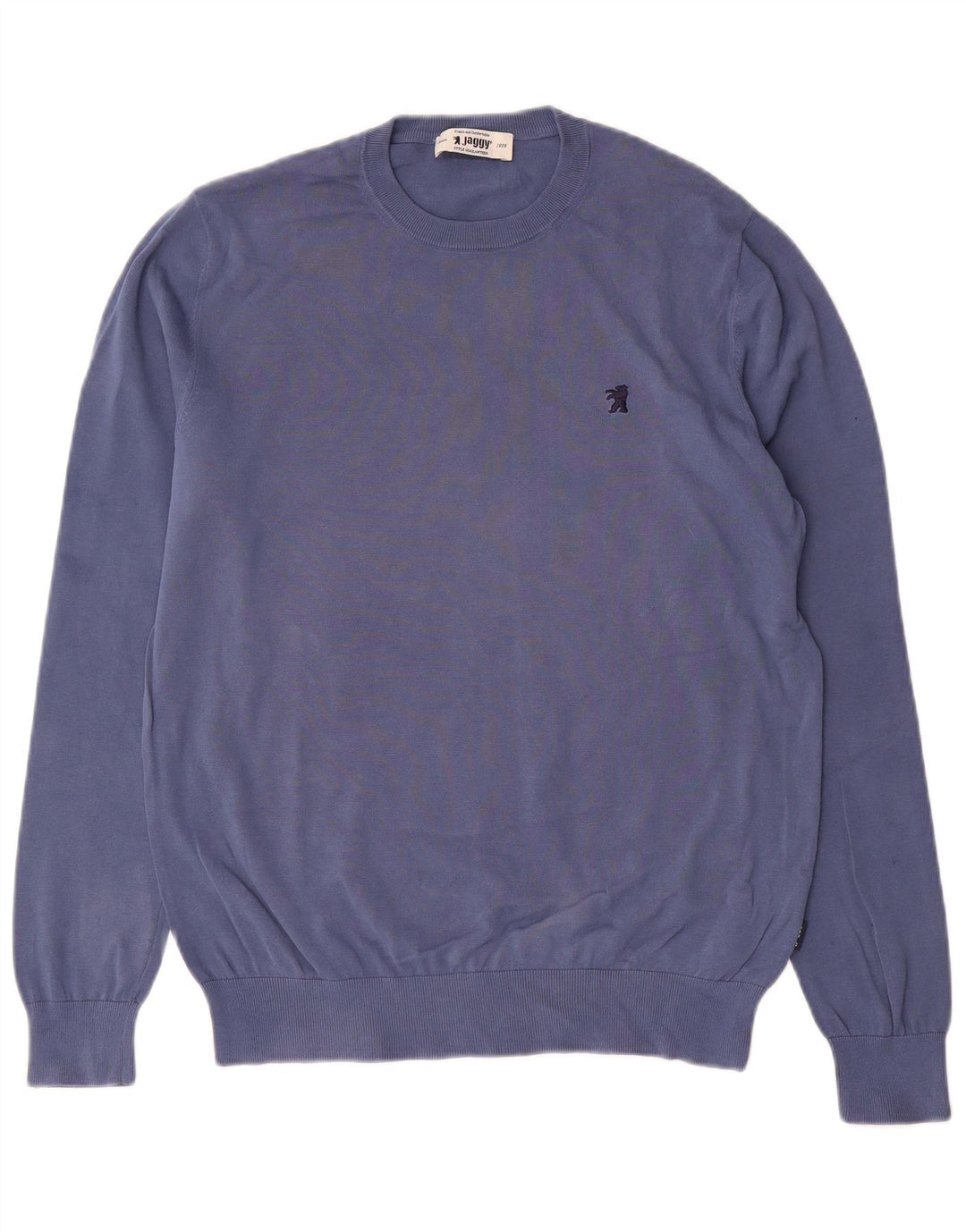 Jaggy Herren-Pullover mit Rundhalsausschnitt, mittelblaue Baumwolle