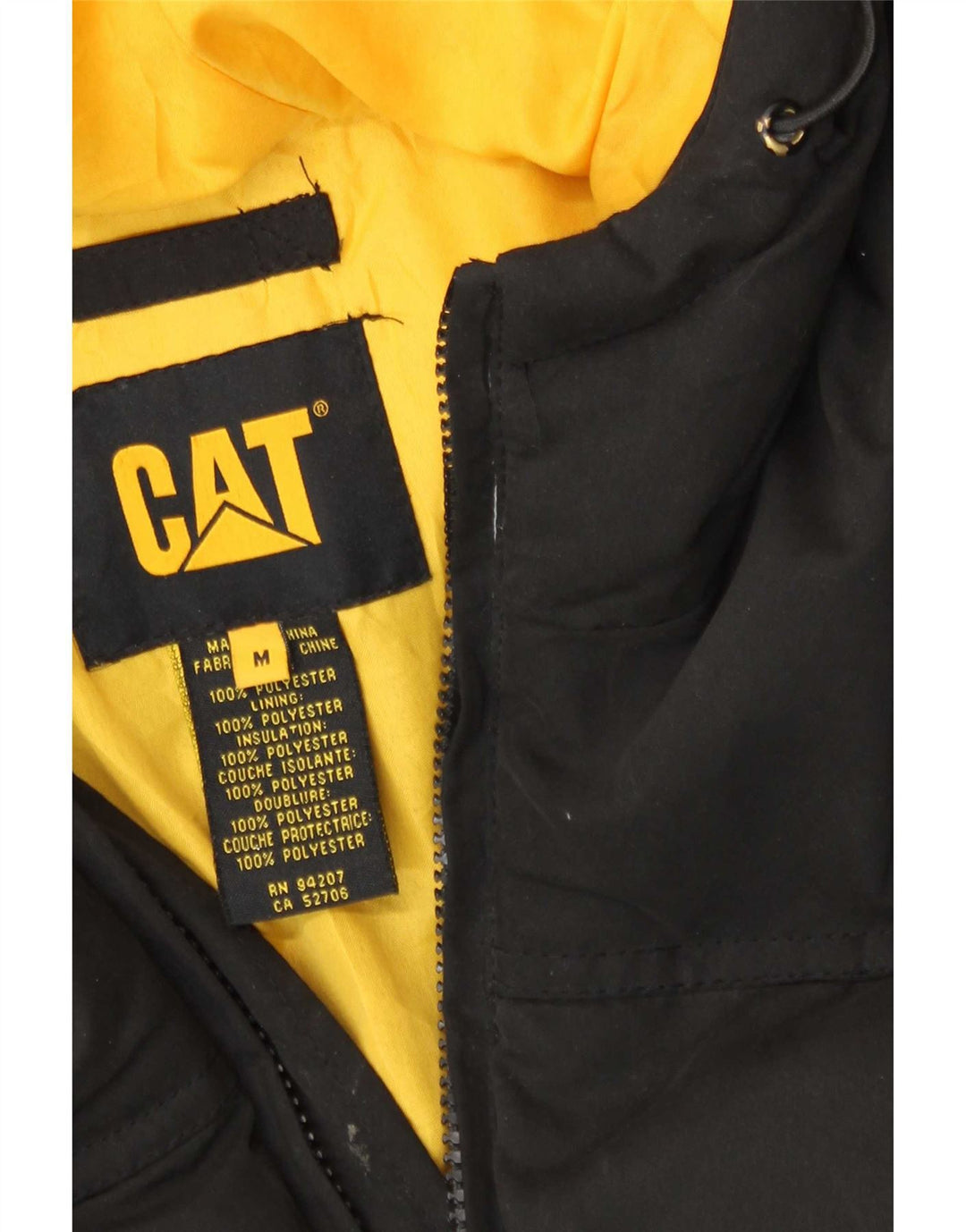 Caterpillar Herren-Jacke mit Kapuze, gepolstert, UK 38, Mittelschwarz, Polyester