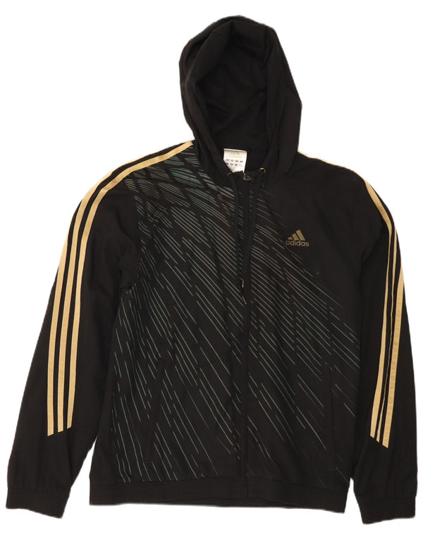 ADIDAS Herren-Kapuzenpullover mit Reißverschluss, XS, schwarz gestreift, Polyester