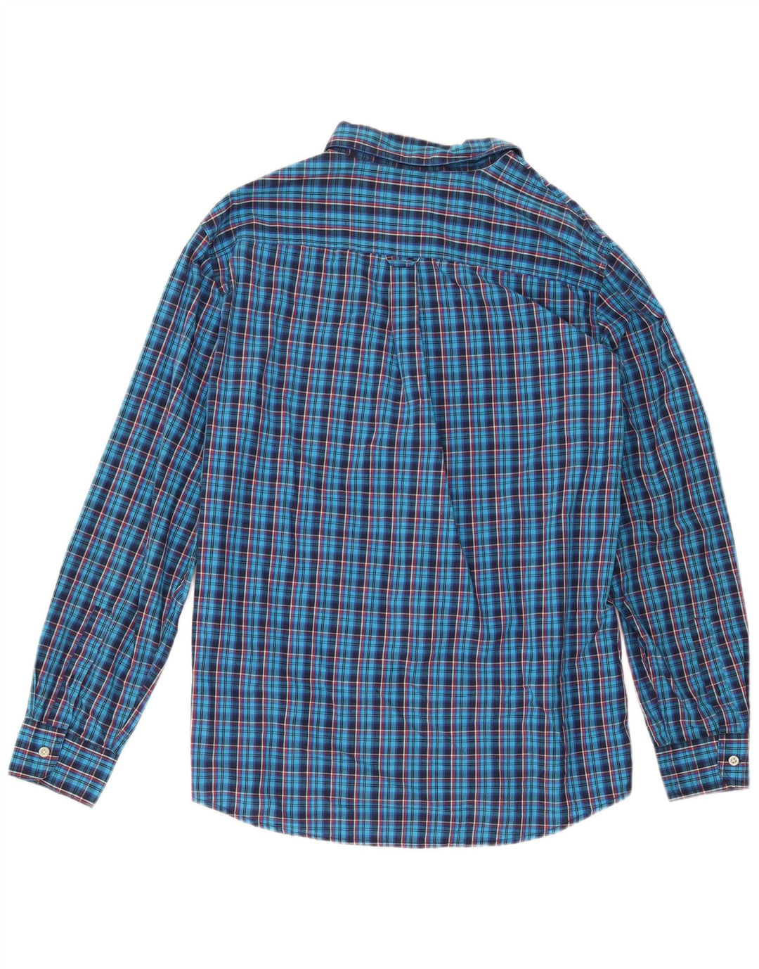 Chaps Herren-Hemd, pflegeleicht, groß, blau kariert, Baumwolle