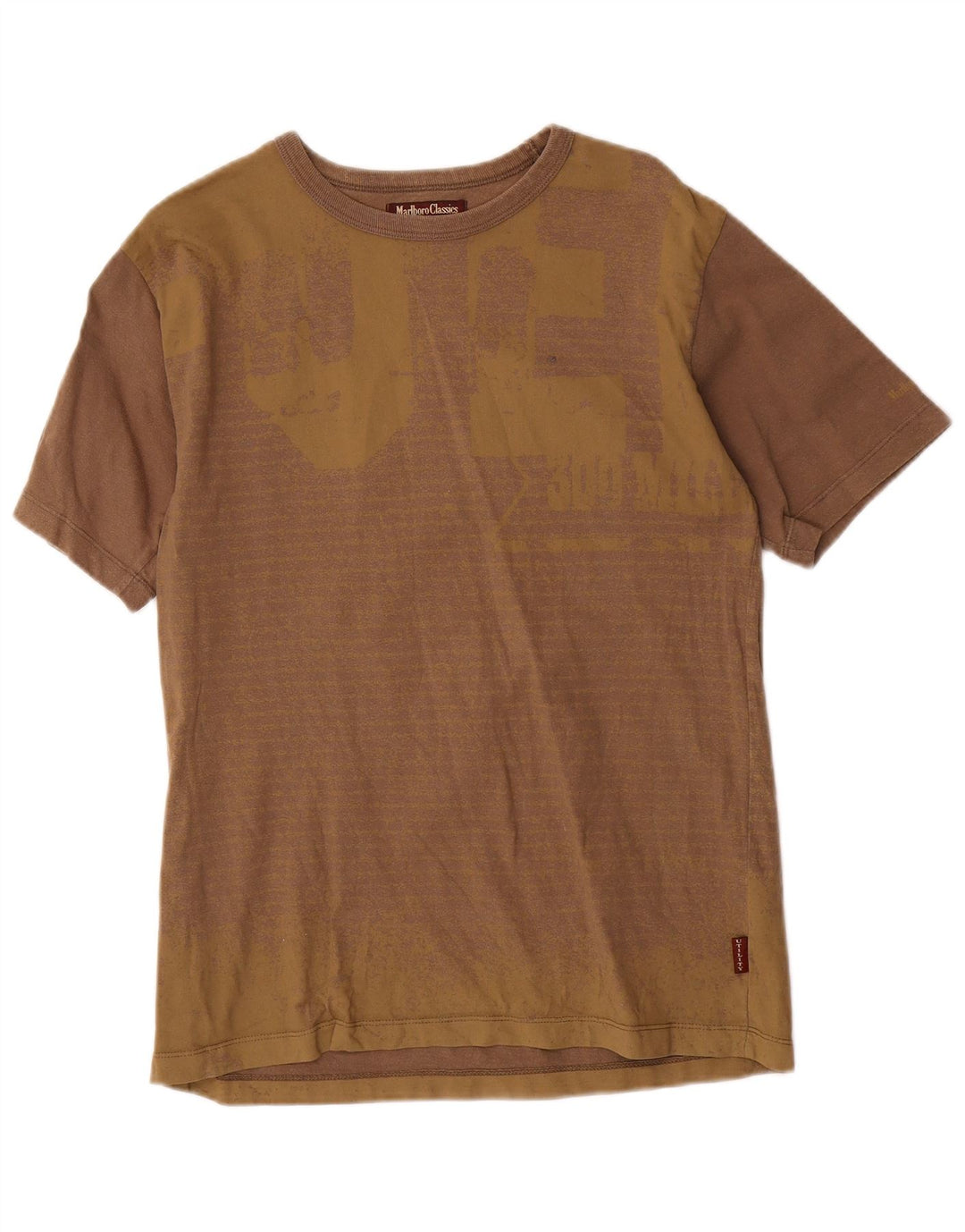 Marlboro Classics Herren-T-Shirt mit Grafik, mittelbraun, Nadelstreifen-Baumwolle