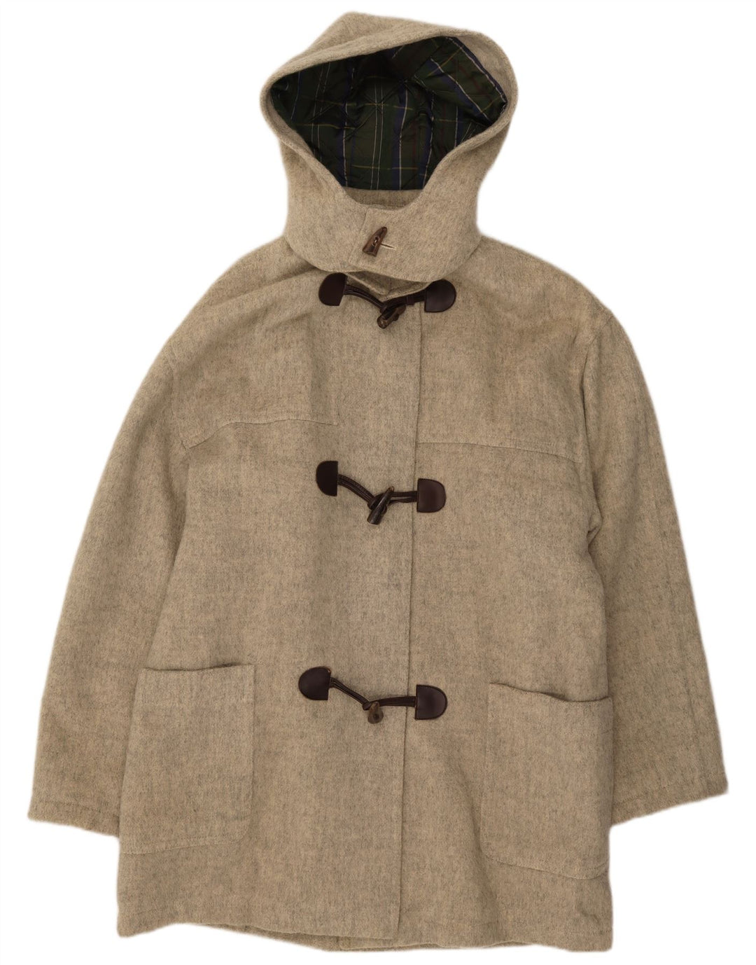 Reine Wolle Damen Dufflecoat mit Kapuze IT 56 3XL Graue Wolle