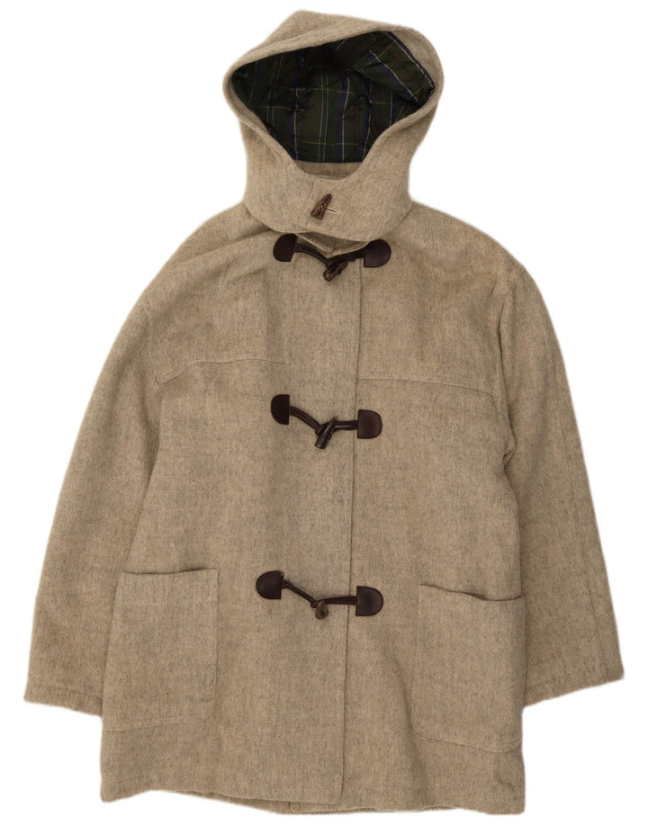 Reine Wolle Damen Dufflecoat mit Kapuze IT 56 3XL Graue Wolle