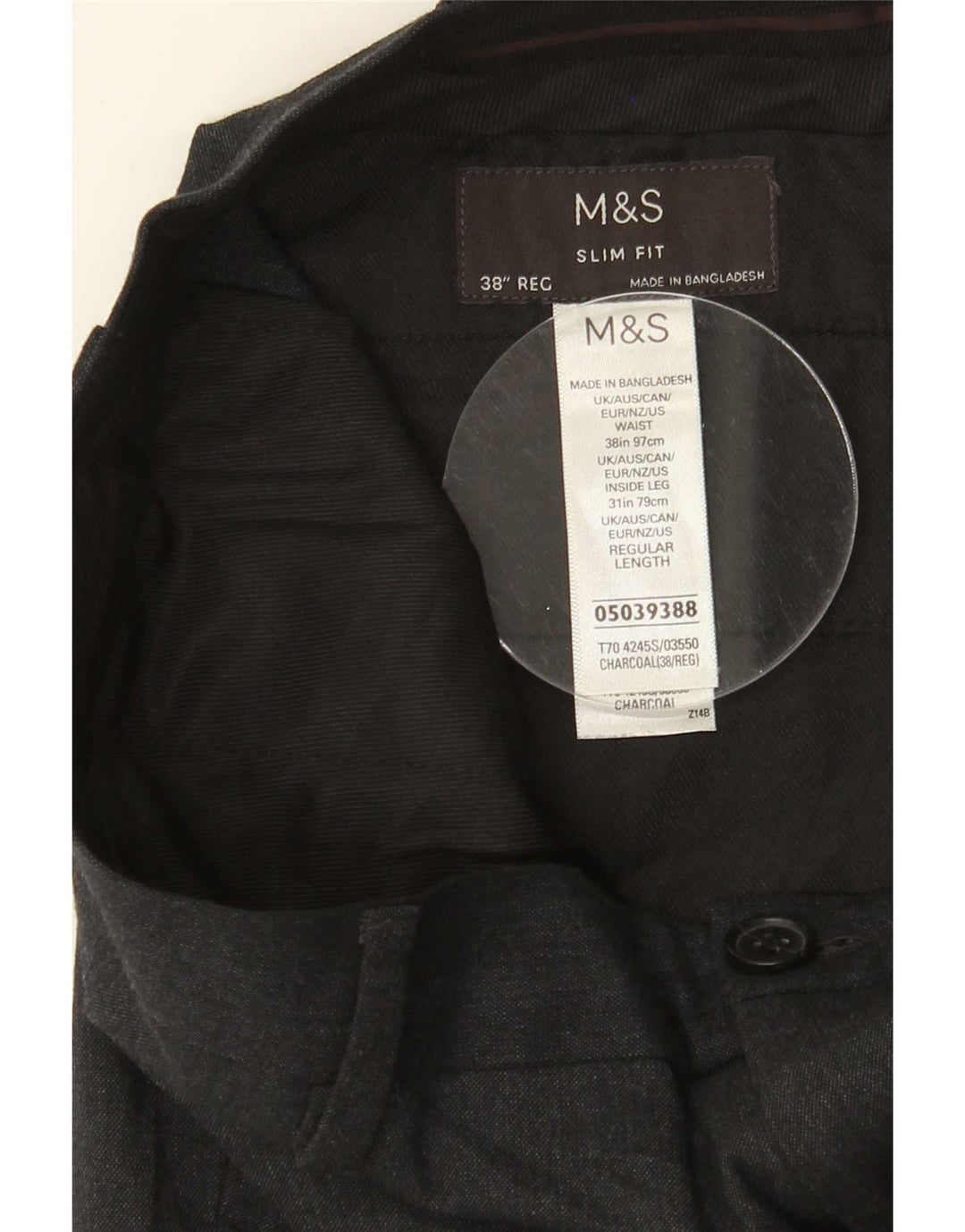 Marks & Spencer Herren-Anzughose in schmaler Passform, W38, L31, grau, Polyester