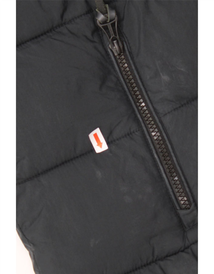 SUPERDRY Wattierter Damenmantel mit Kapuze, UK 14, Größe L, schwarzes Nylon