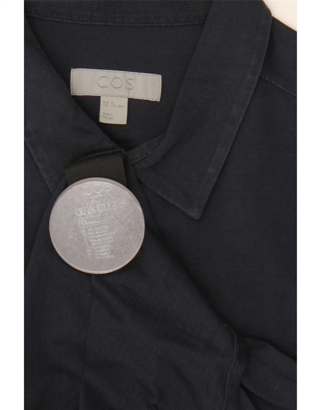 Cos Herrenhemd aus mittelblauer Baumwolle in Marineblau
