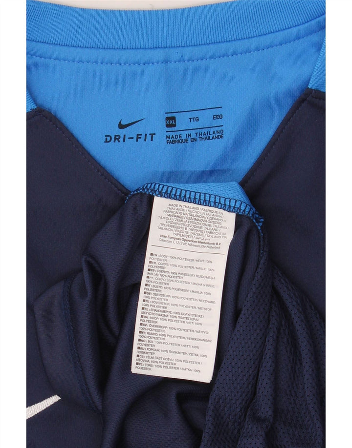 Nike Herren Dri Fit T-Shirt Top 2XL Marineblau Colourblock Polyester