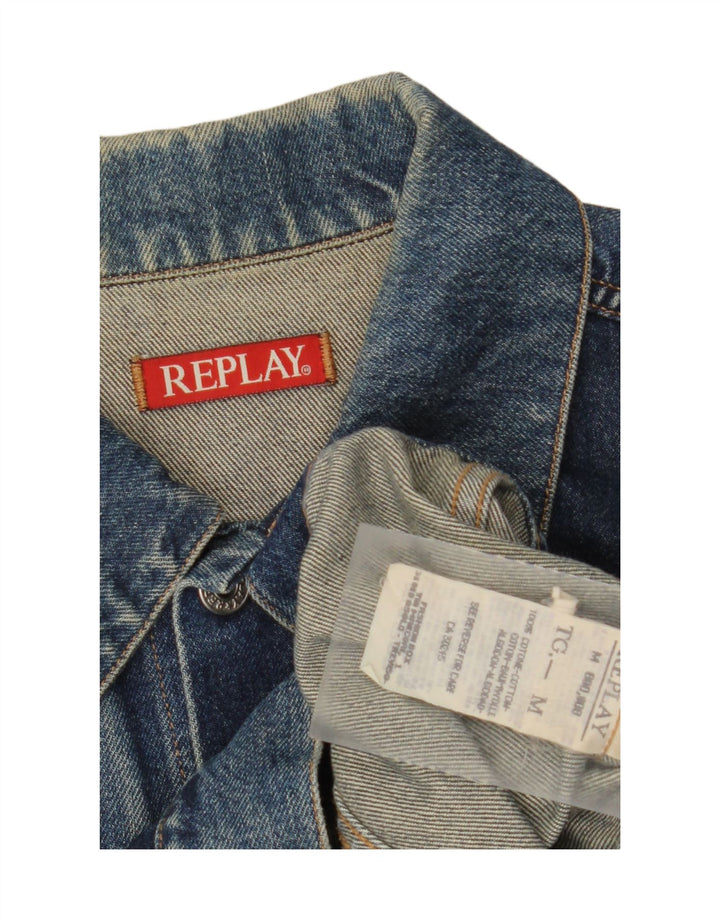 REPLAY Womens Denim Jacket UK 14 Medium Blue Cotton