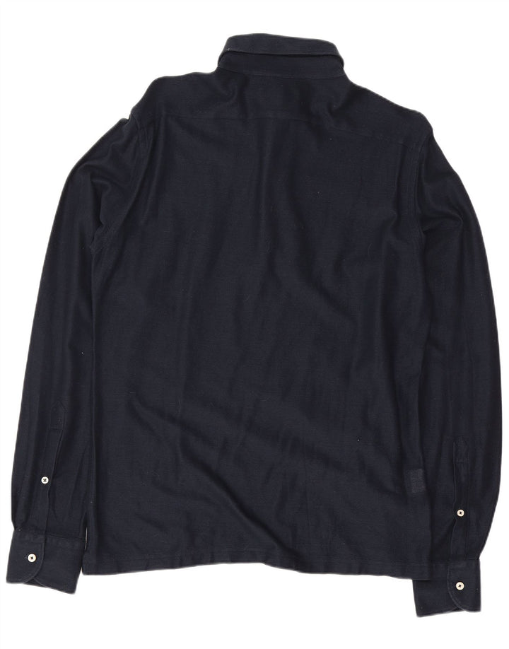 Boggi Herren-Pullover-Hemd, mittelmarineblaue Baumwolle