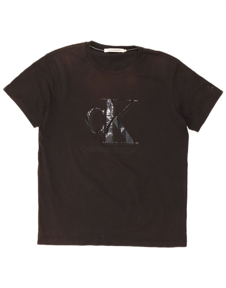 CALVIN KLEIN JEANS Herren Grafik T-Shirt Top XL Schwarz Baumwolle