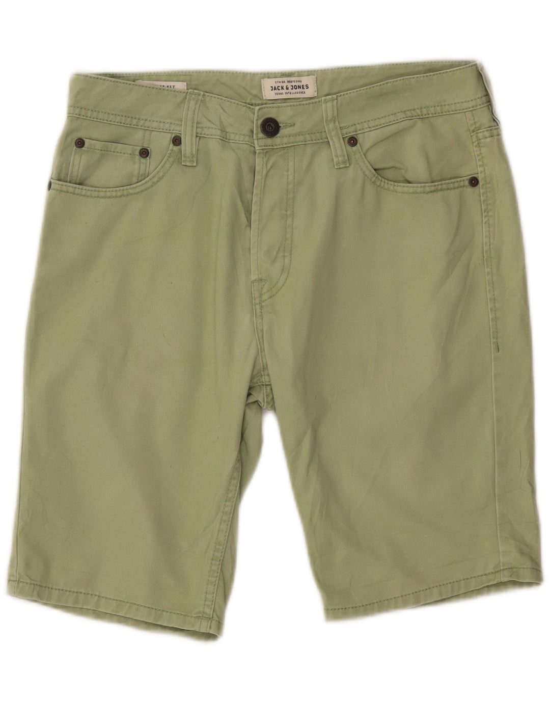 JACK & JONES Herren-Jeansshorts mit normaler Passform, W30, mittelgrüne Baumwolle