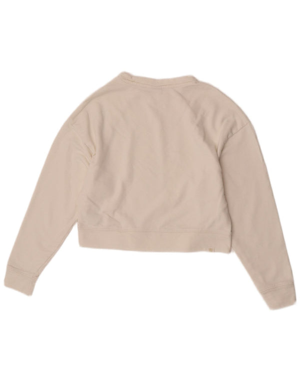 Puma Damen Crop Sweatshirt Pullover UK 6 XS Weiße Baumwolle